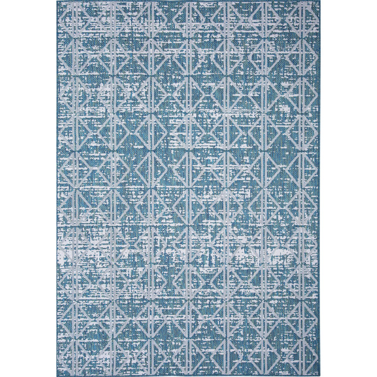 Dakota Fields Rectangle Vintage Teal Blue Indoor/Outdoor Area Rug